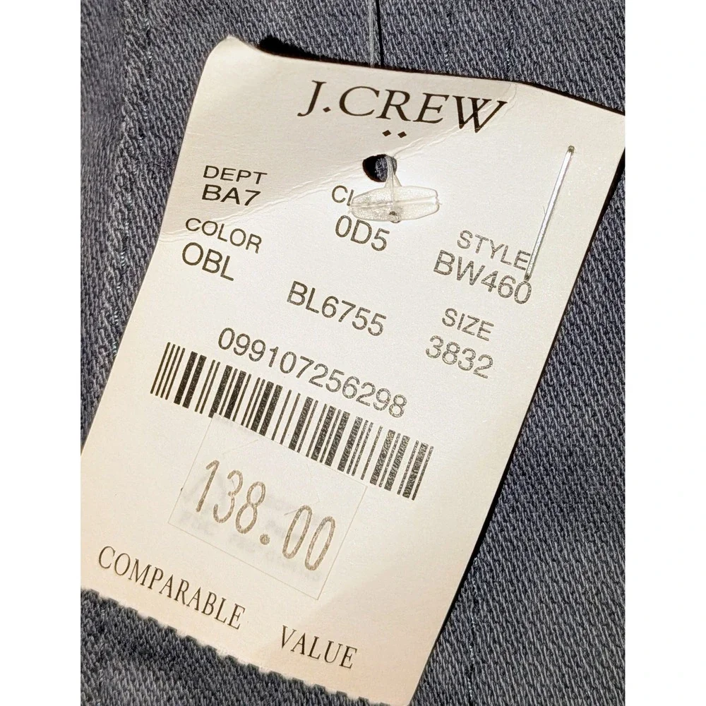 J. Crew Flex Garment Dyed Straight Chinos Pants Mens 38x32 Gray Blue NWT‎ $138